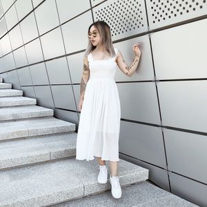 Polka dots white dress